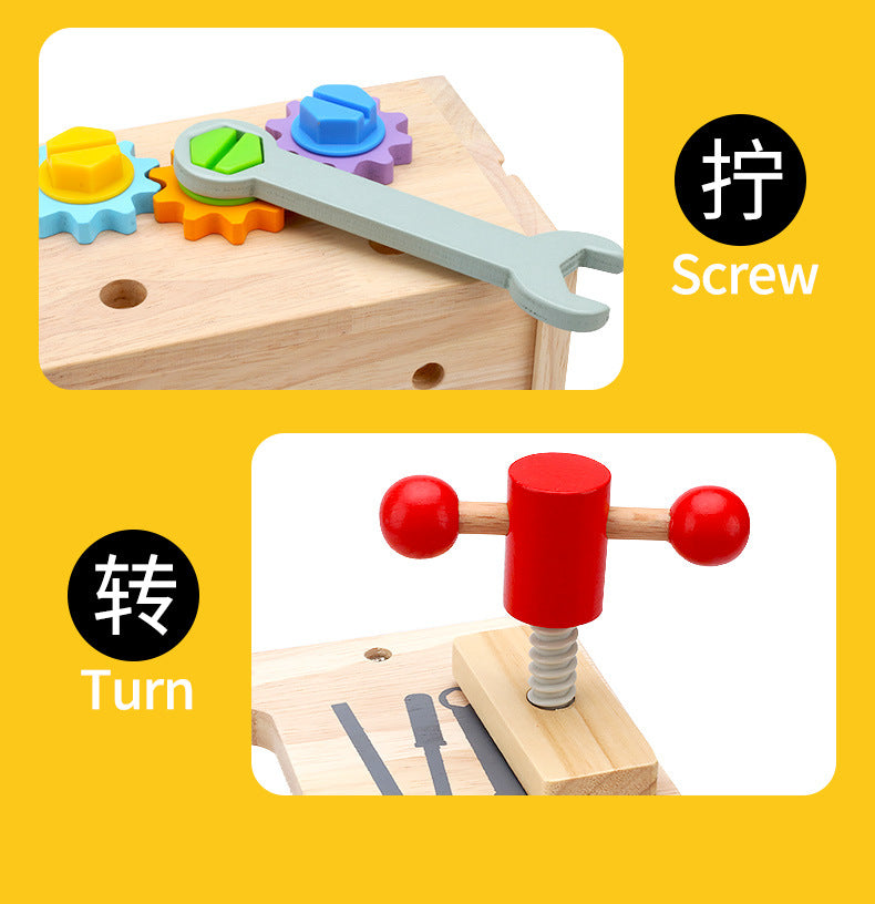 Wooden Toolbox Pretend Play Set Montessori Children Toy For Boys Nut Disassembly Screw Assembly Simulation Repair Carpenter Tool