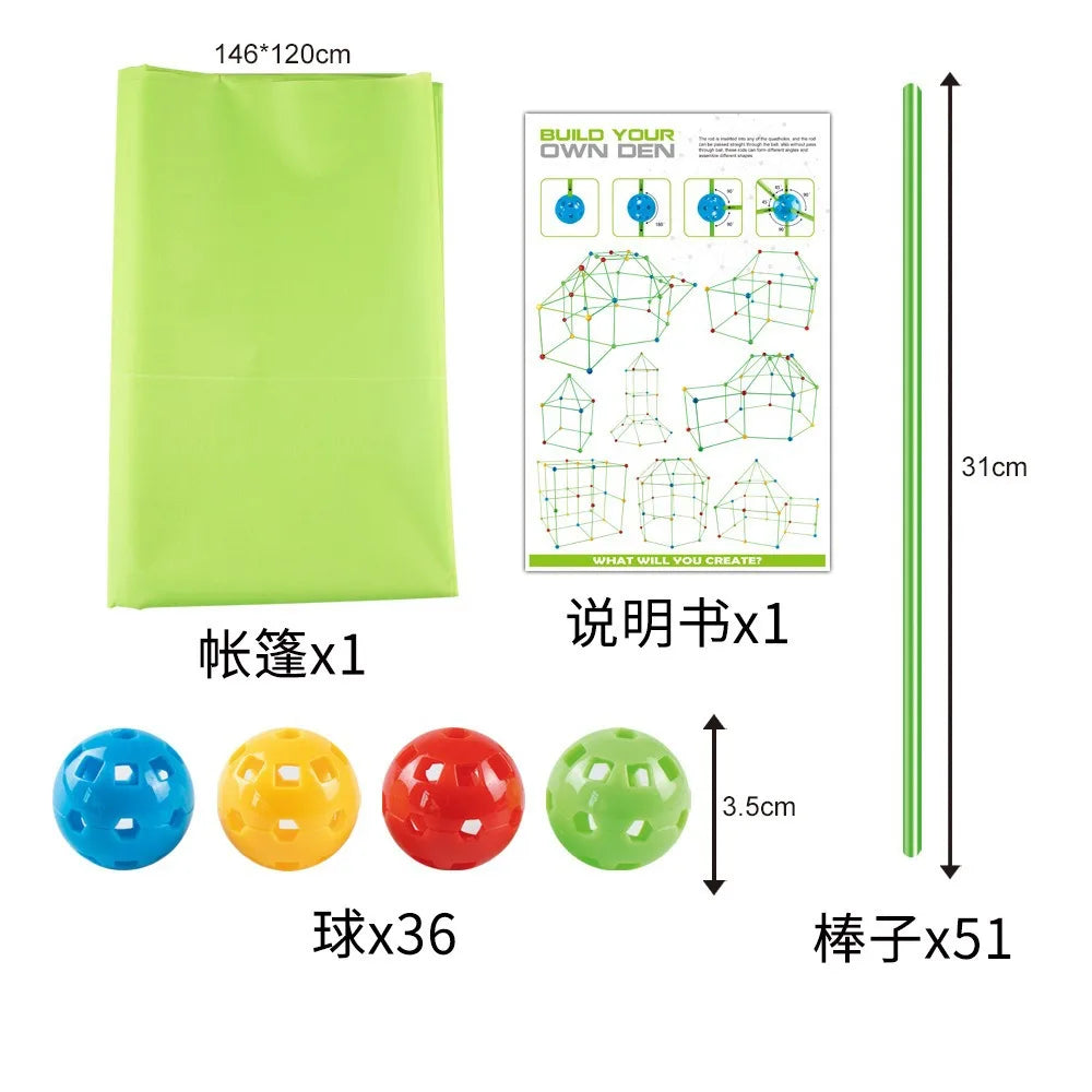 Children DIY Creative Versatile Education Building Blocks Toy Beaded Tent Funny Paly House Architectural Game Ball Model Set Toy