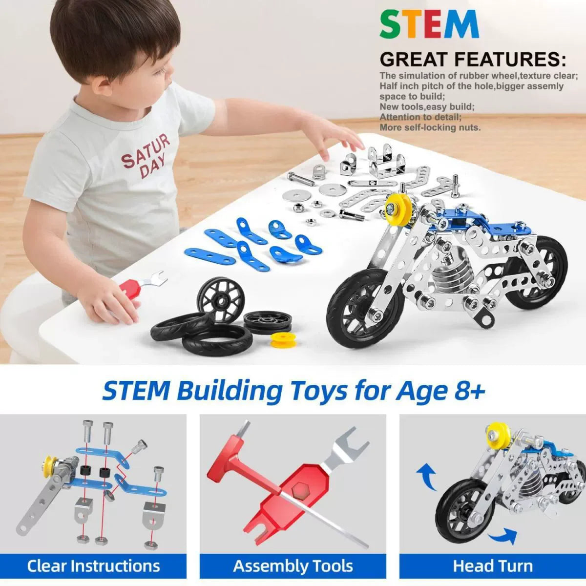Kids Metal Building Military Series Assembly Toys Erector Set Variable Multi Shape Race Car Motorcycle Building Kit Boys Gift