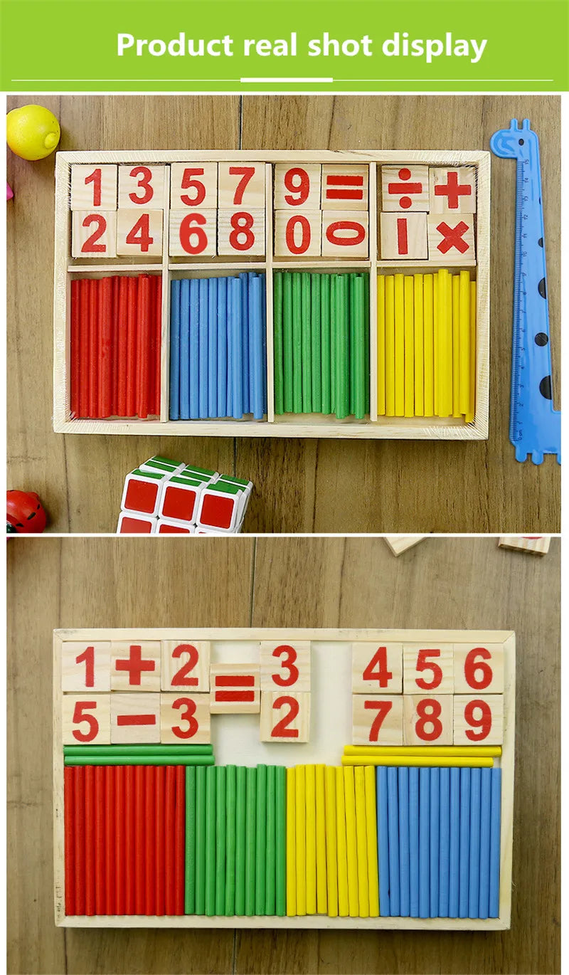 Wood Educational Teaching Aids Number Math Calculate Game Colorful Counting Sticks Kids Learning Education Toys