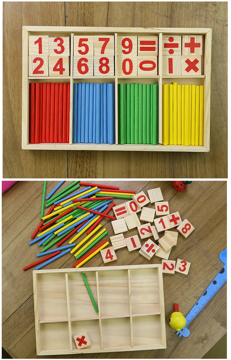 Wood Educational Teaching Aids Number Math Calculate Game Colorful Counting Sticks Kids Learning Education Toys