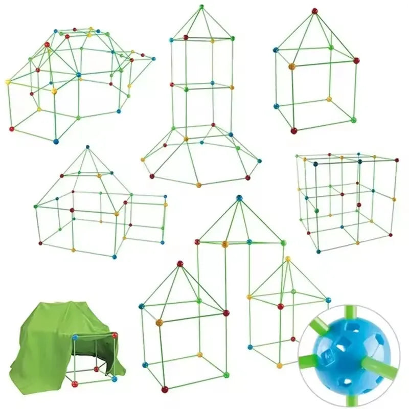 Children DIY Creative Versatile Education Building Blocks Toy Beaded Tent Funny Paly House Architectural Game Ball Model Set Toy
