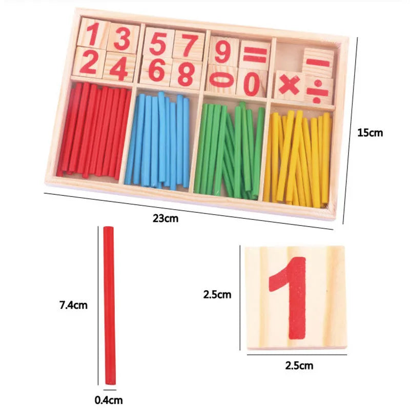 Wood Educational Teaching Aids Number Math Calculate Game Colorful Counting Sticks Kids Learning Education Toys