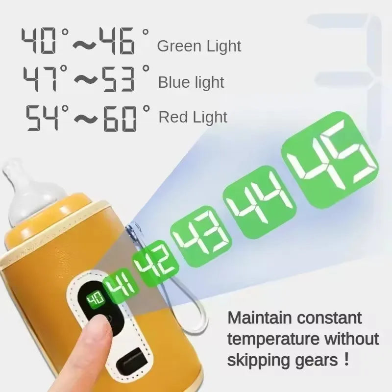 Baby USB Milk Bottle Thermal Bag Universal Digital Display Nursing Bottle Heater Portable Newborn Milk Heat Keeper for Traveling