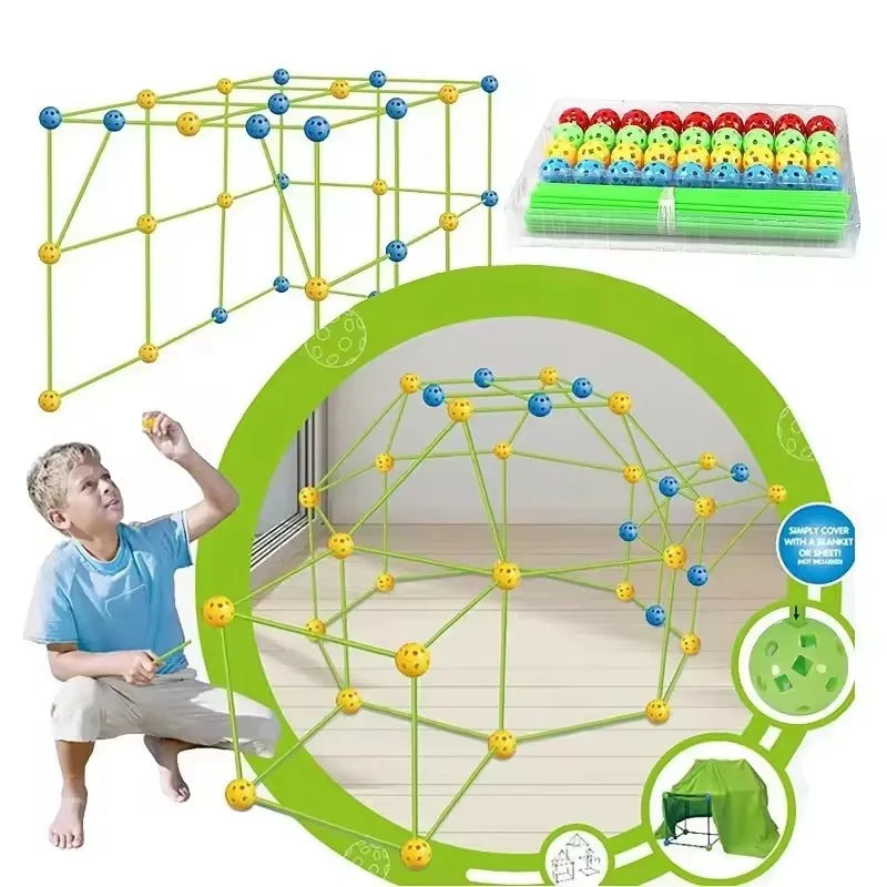 Children DIY Creative Versatile Education Building Blocks Toy Beaded Tent Funny Paly House Architectural Game Ball Model Set Toy