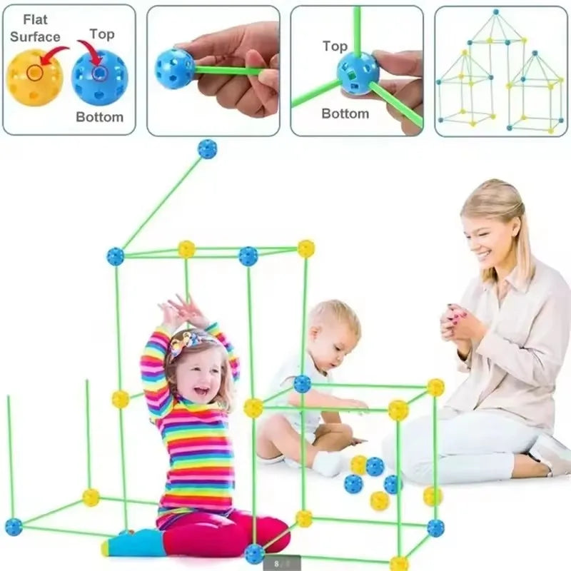 Children DIY Creative Versatile Education Building Blocks Toy Beaded Tent Funny Paly House Architectural Game Ball Model Set Toy