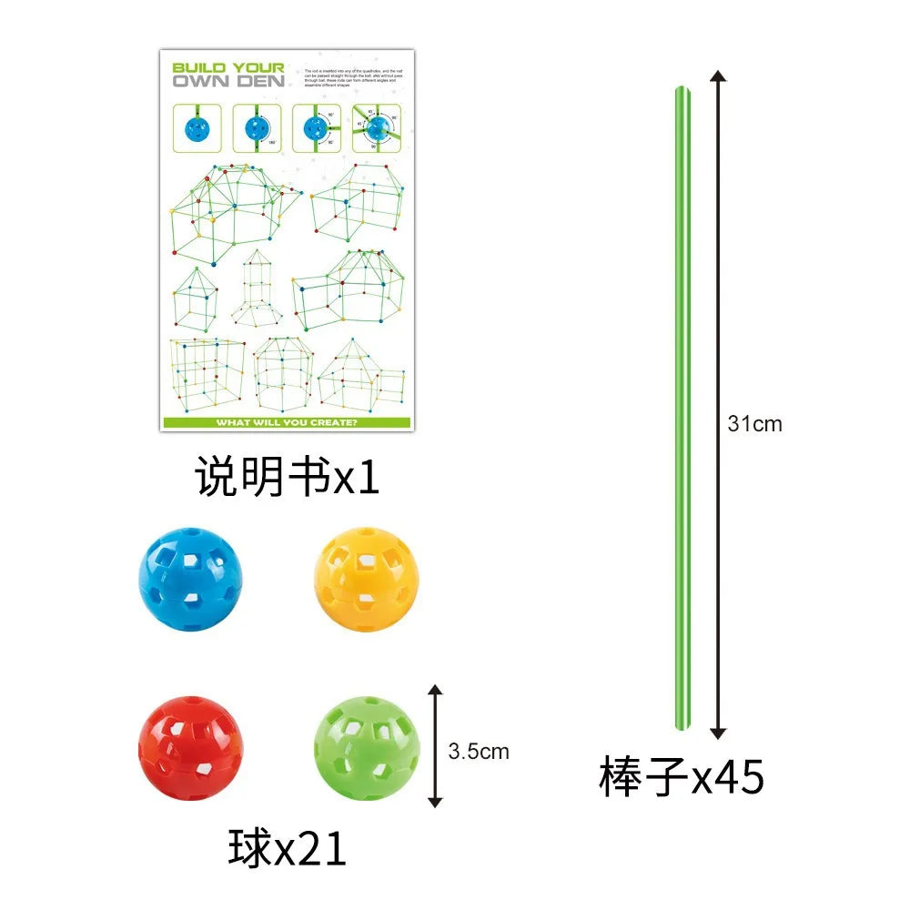 Children DIY Creative Versatile Education Building Blocks Toy Beaded Tent Funny Paly House Architectural Game Ball Model Set Toy