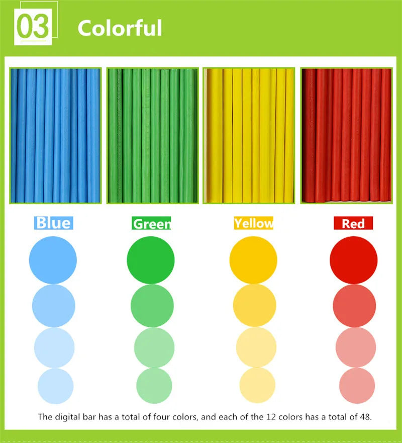 Wood Educational Teaching Aids Number Math Calculate Game Colorful Counting Sticks Kids Learning Education Toys
