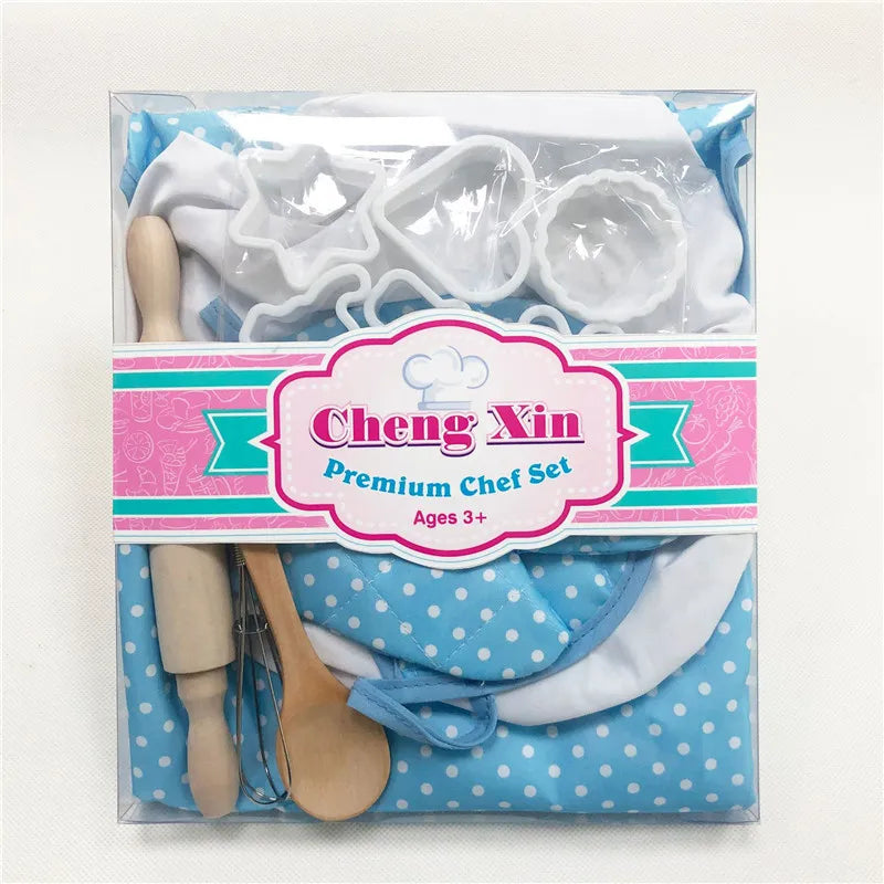 Apron for Little Girls Kids Cooking Baking Set Chef Hat Mitt & Utensil for Toddler Play House Toys Chef Costume Role Play