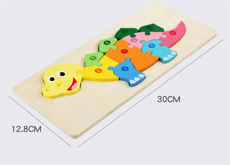Baby Toys Wooden Puzzle Cute Animals Shape Matching 3D Puzzle Board Game Wooden Montessori Toys For Children Gifts