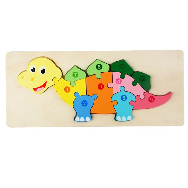 Baby Toys Wooden Puzzle Cute Animals Shape Matching 3D Puzzle Board Game Wooden Montessori Toys For Children Gifts