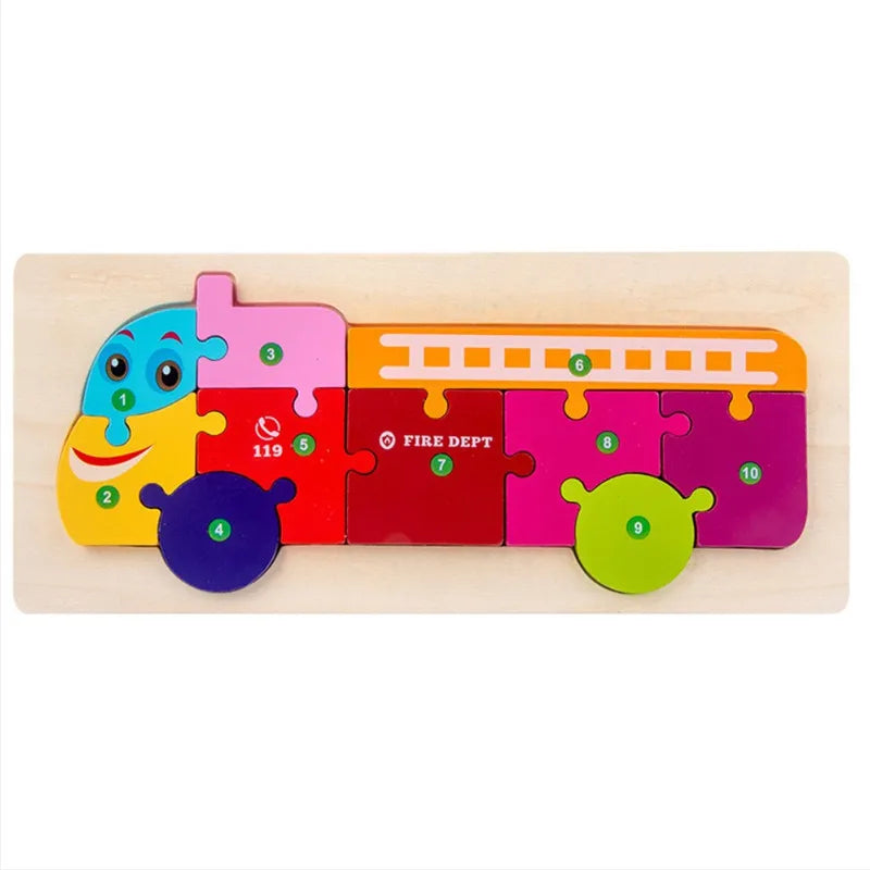 Baby Toys Wooden Puzzle Cute Animals Shape Matching 3D Puzzle Board Game Wooden Montessori Toys For Children Gifts