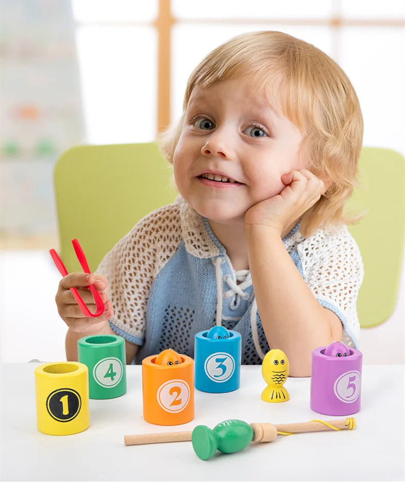 Magnetic Fishing Game Digital Color Cognition Wooden Toys For Children Montessori Early Learning Educational Game