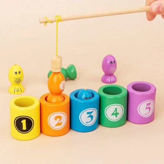 Magnetic Fishing Game Digital Color Cognition Wooden Toys For Children Montessori Early Learning Educational Game