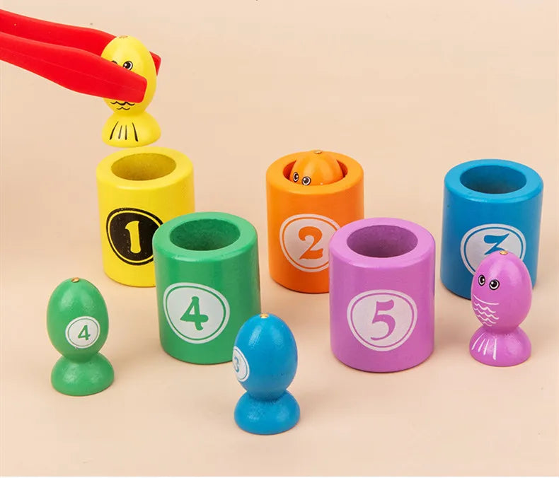Magnetic Fishing Game Digital Color Cognition Wooden Toys For Children Montessori Early Learning Educational Game