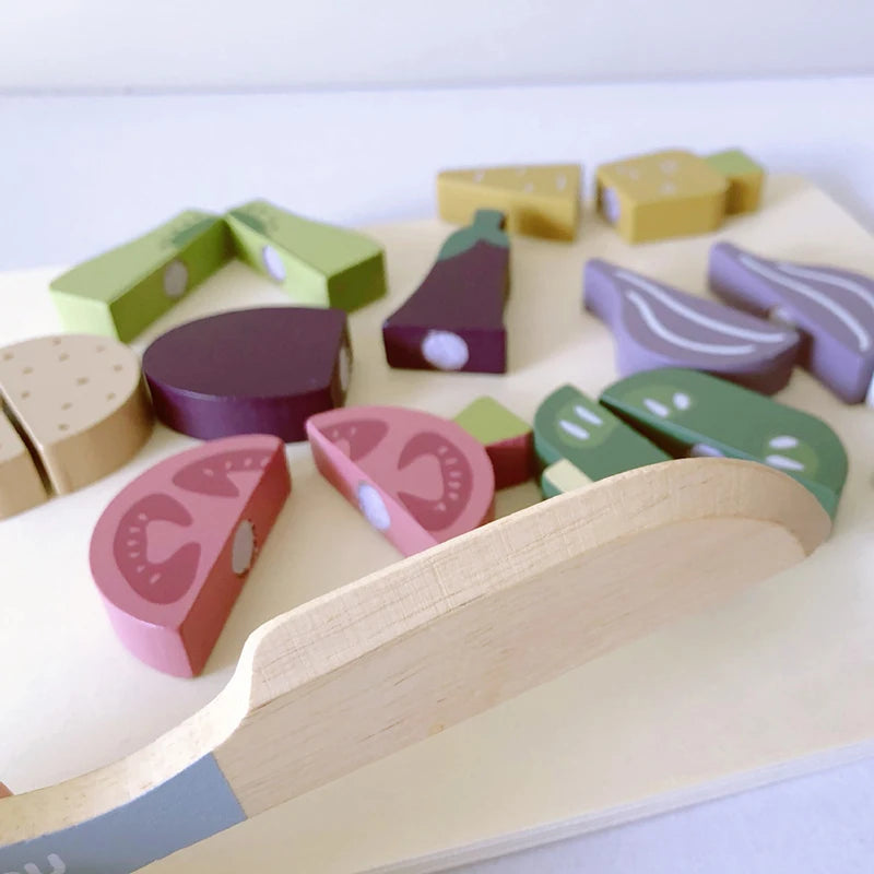 Children Simulation Play House Toys Puzzle Wooden Fruit Food Cognitive Cutting Vegetables Early Education Toys