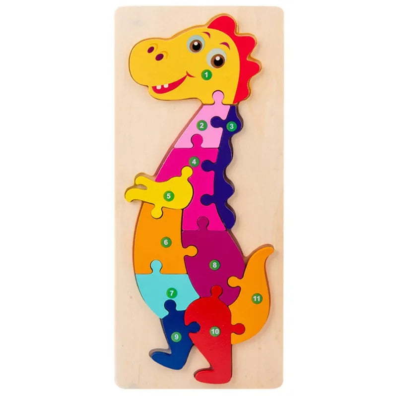 Baby Toys Wooden Puzzle Cute Animals Shape Matching 3D Puzzle Board Game Wooden Montessori Toys For Children Gifts