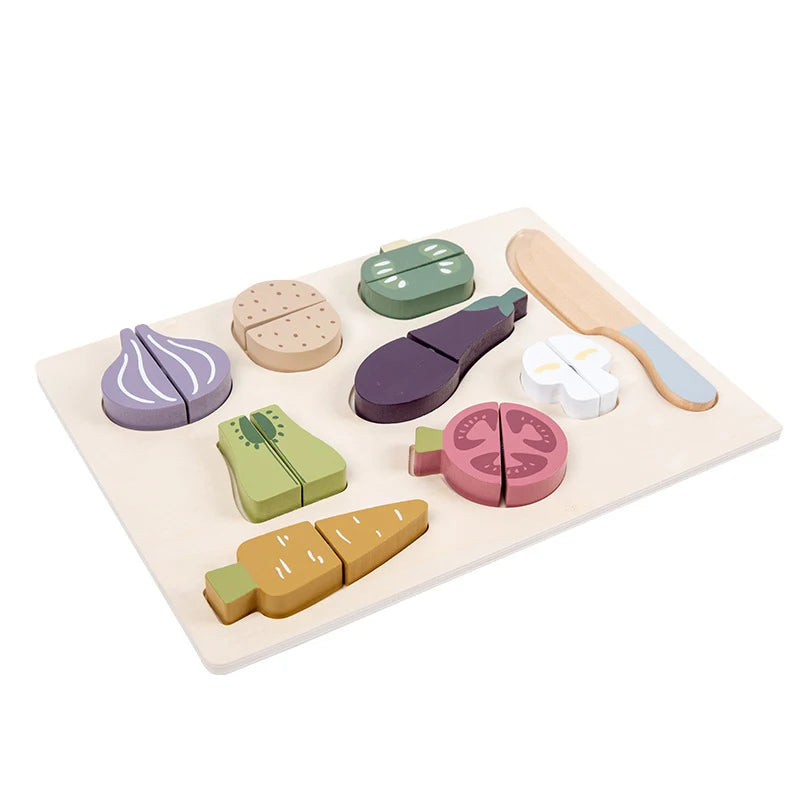 Children Simulation Play House Toys Puzzle Wooden Fruit Food Cognitive Cutting Vegetables Early Education Toys
