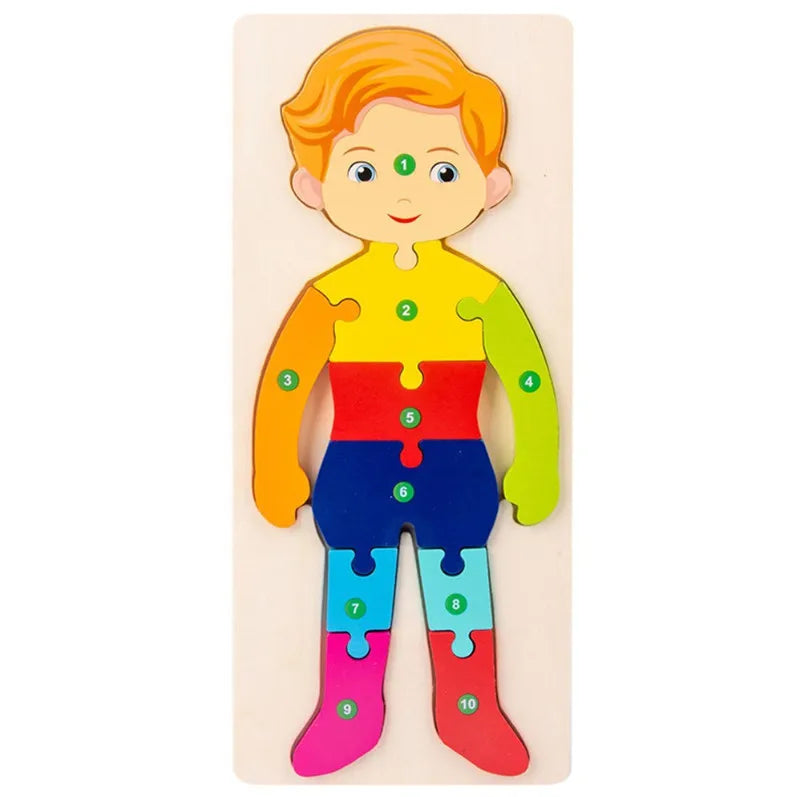 Baby Toys Wooden Puzzle Cute Animals Shape Matching 3D Puzzle Board Game Wooden Montessori Toys For Children Gifts