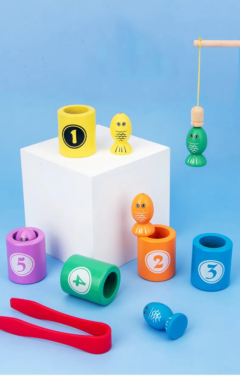 Magnetic Fishing Game Digital Color Cognition Wooden Toys For Children Montessori Early Learning Educational Game
