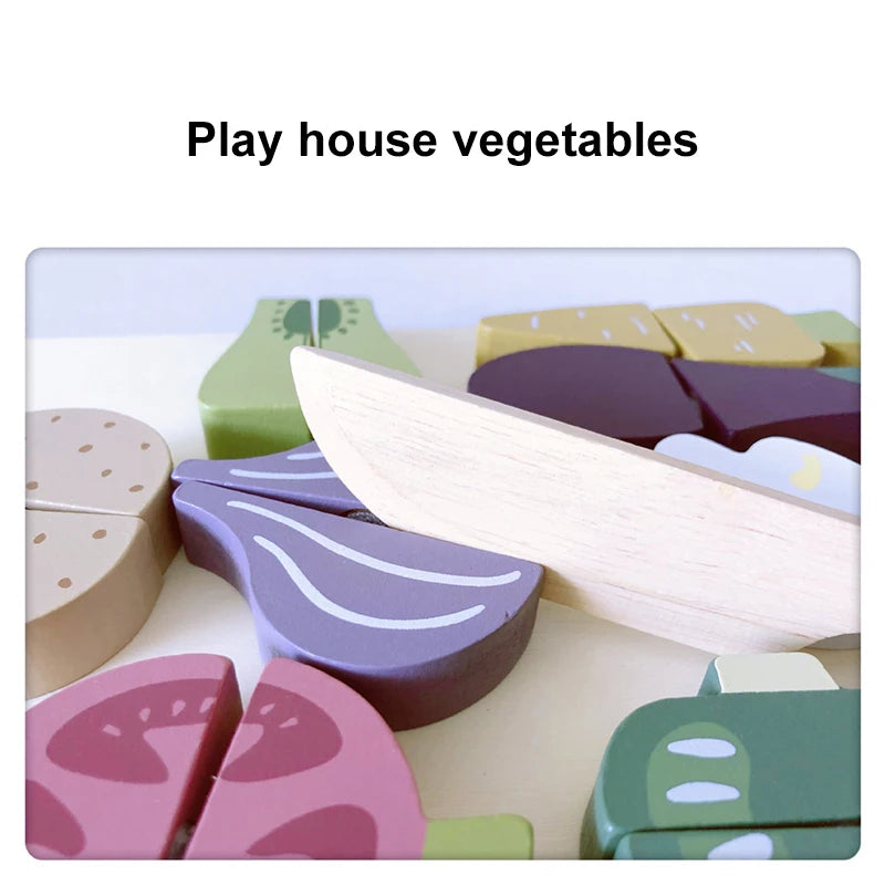 Children Simulation Play House Toys Puzzle Wooden Fruit Food Cognitive Cutting Vegetables Early Education Toys