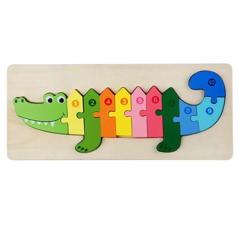 Baby Toys Wooden Puzzle Cute Animals Shape Matching 3D Puzzle Board Game Wooden Montessori Toys For Children Gifts