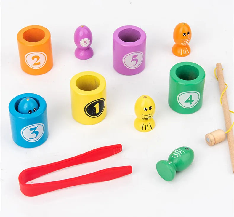 Magnetic Fishing Game Digital Color Cognition Wooden Toys For Children Montessori Early Learning Educational Game