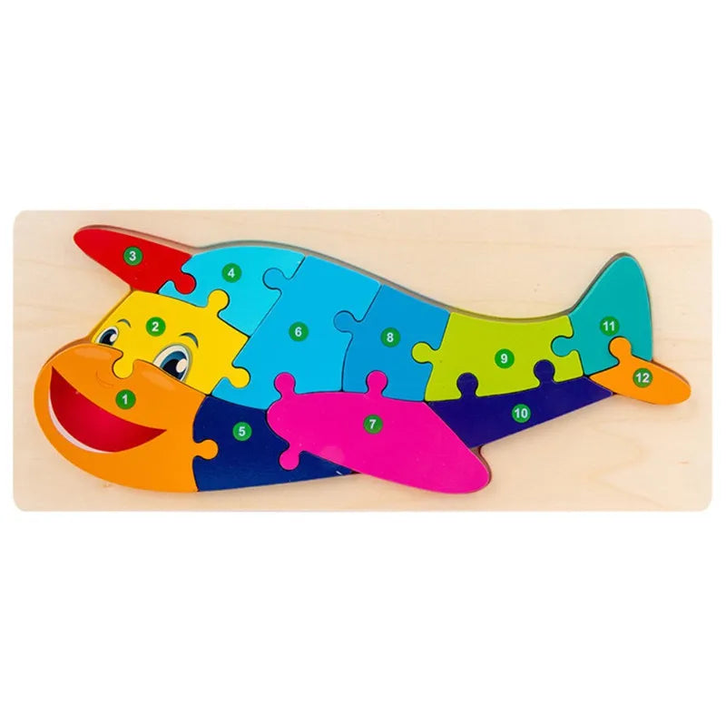 Baby Toys Wooden Puzzle Cute Animals Shape Matching 3D Puzzle Board Game Wooden Montessori Toys For Children Gifts