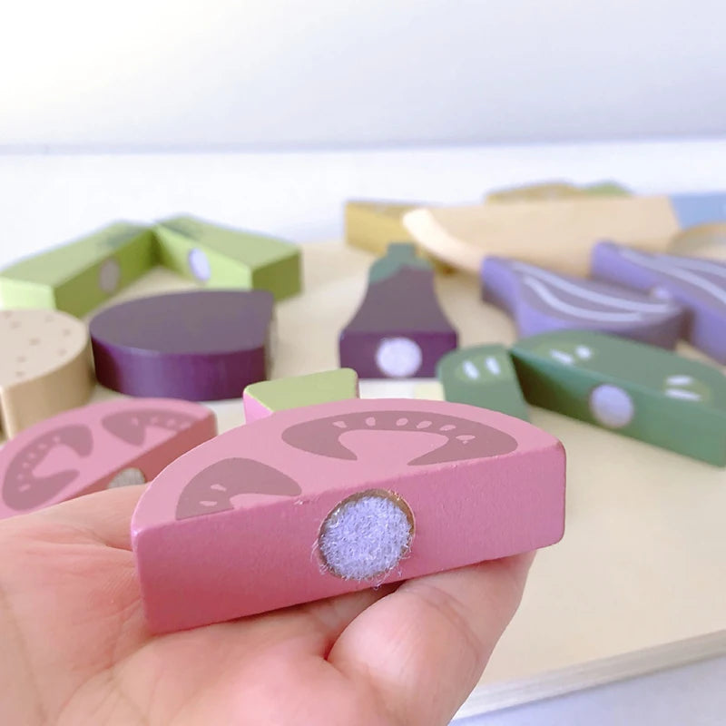 Children Simulation Play House Toys Puzzle Wooden Fruit Food Cognitive Cutting Vegetables Early Education Toys