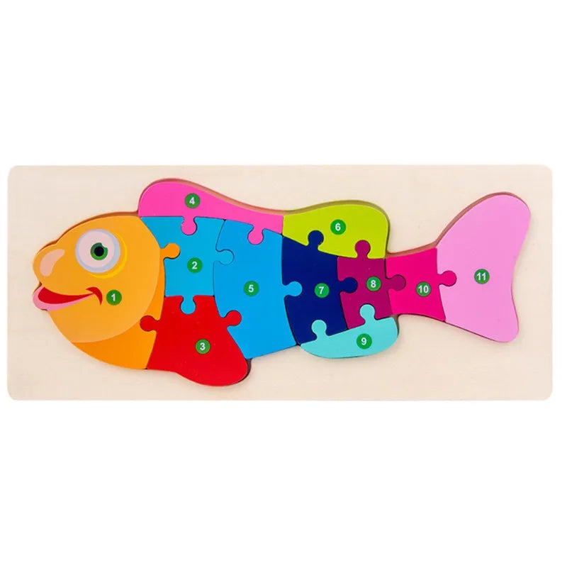 Baby Toys Wooden Puzzle Cute Animals Shape Matching 3D Puzzle Board Game Wooden Montessori Toys For Children Gifts