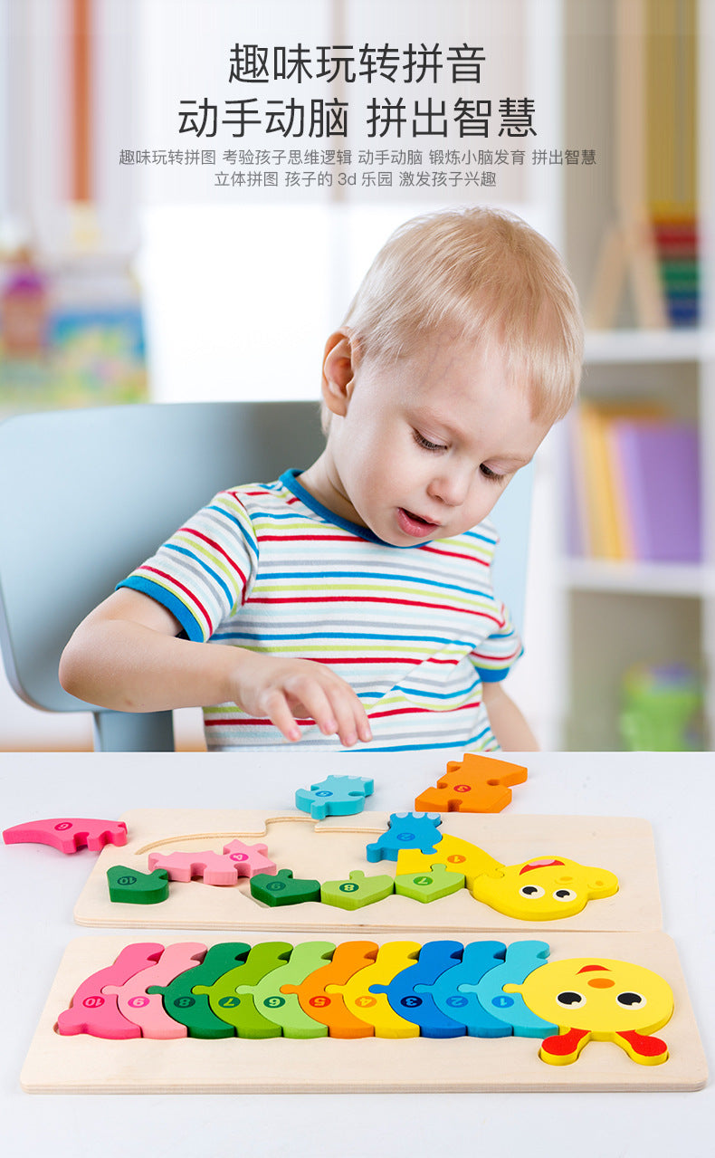 Montessori Wooden Toddler Puzzles for Kids Montessori Toys for Toddlers 2 3 4 5 Years Old Top 3D Puzzle Educational Dinosaur Toy
