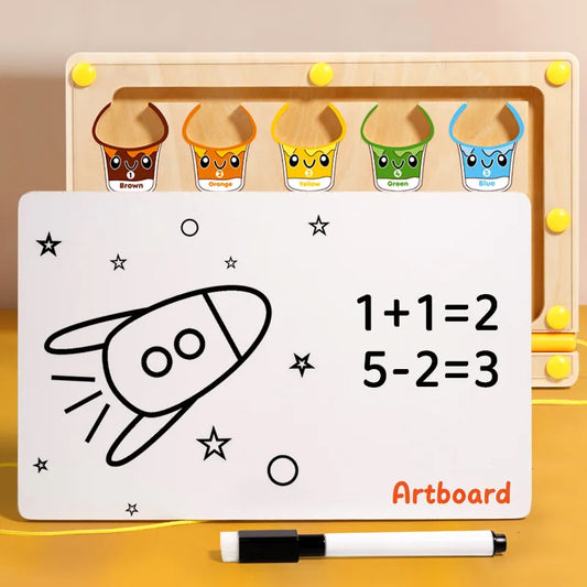 Montessori Magnetic Color Sorting Games Toddler Wooden Maze Board Pen Moving Bead Games Sensory Kids Play Early Educational Toys