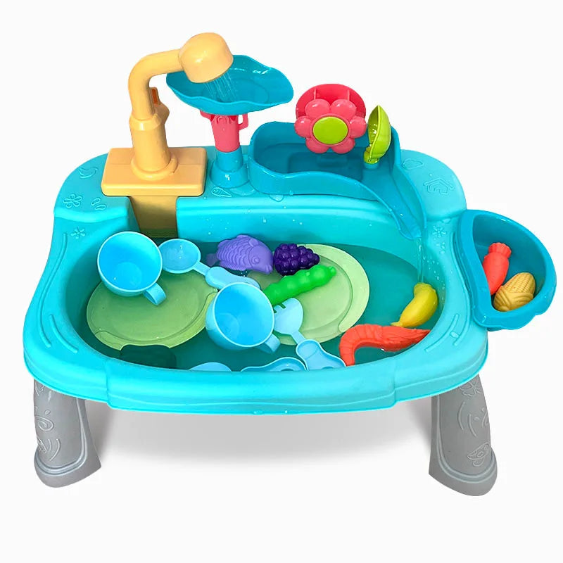 Kids Kitchen Sink Toys Tap Water Electric Faucet Dishwasher Toy Pretend Play Food Floating Fishing Toy Role Playing Girls Gift