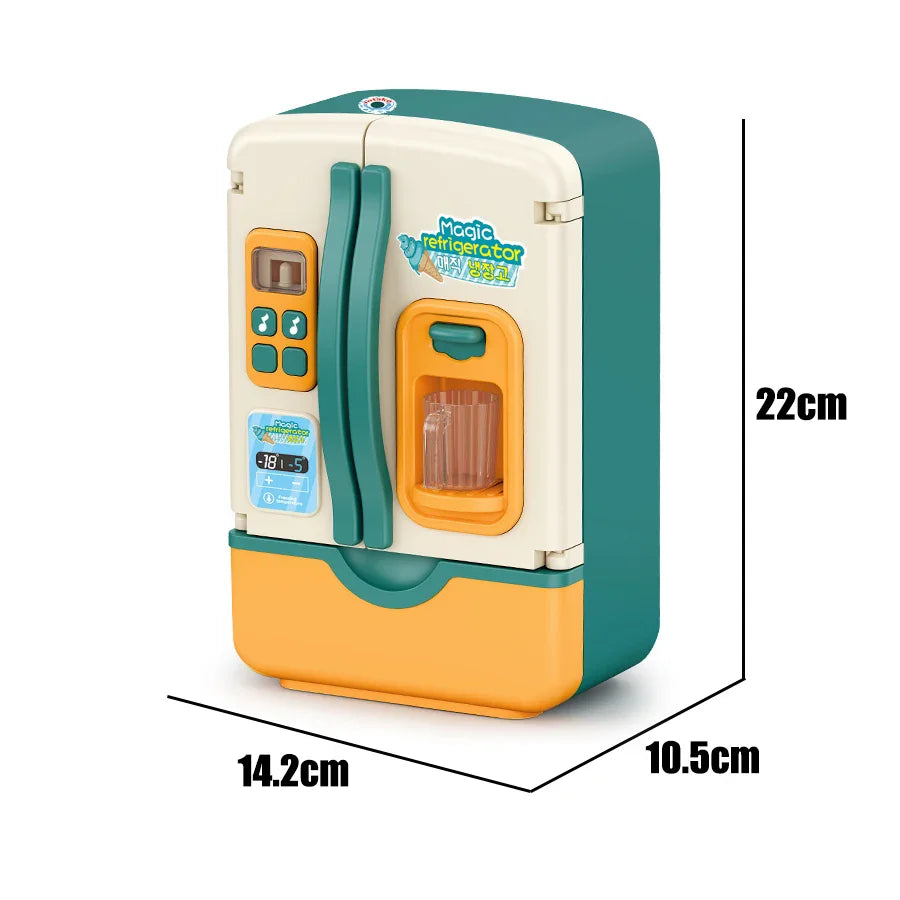 Kids Mini Electric Double Door Refrigerator Simulated Play Pretend Make Food Kitchen Cook Role Toys Boys Girls Gift Accessories