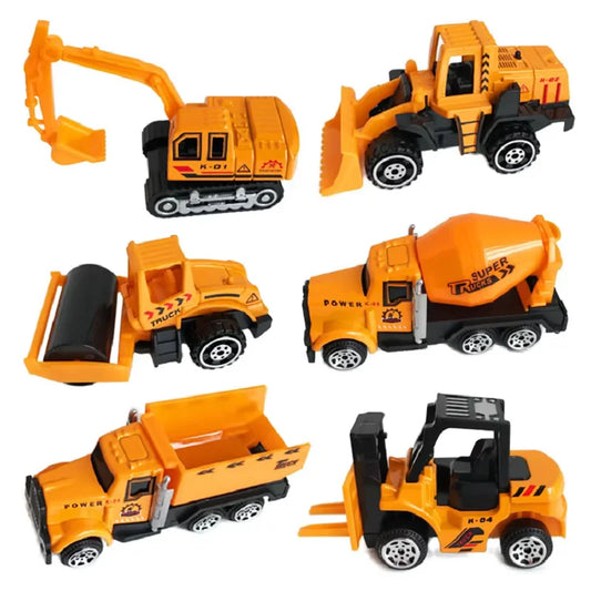 New Remote Control Engineering Vehicle Crawler 6Pcs/Set Alloy Tractor Excavator Truck 1:64 Mini Car For Boys Kids Toy Gifts