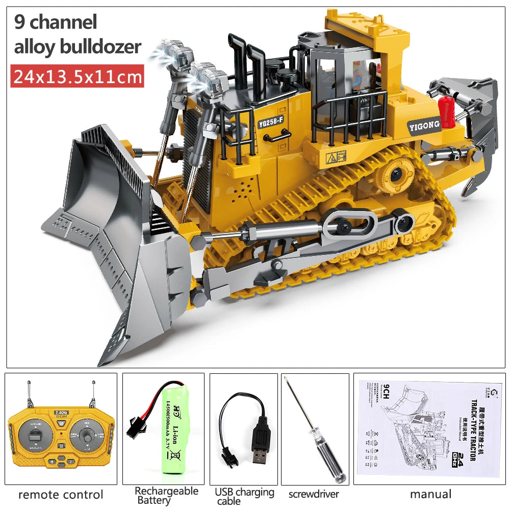 Remote Control Excavator Bulldozer Dump Truck Rc Car Toys Electric Engineering 2.4g High-Tech Vehicle Model Toys For Kids Gifts
