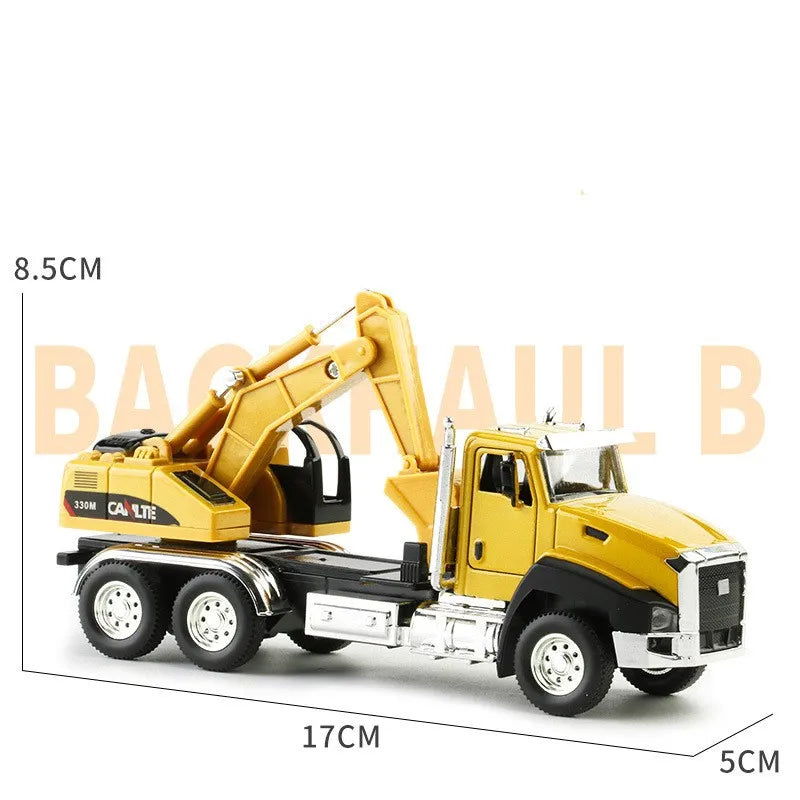 Kids 1:50 Alloy Truck Model Engineering Vehicle Excavator Bulldozer Head Dumper Truck Crane Tanker Toys Boys Radio Control Gift