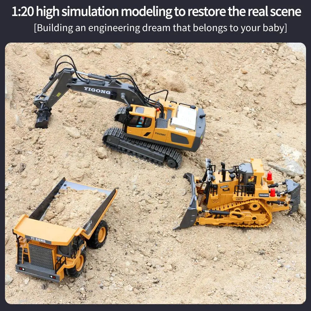 Remote Control Excavator Bulldozer Dump Truck Rc Car Toys Electric Engineering 2.4g High-Tech Vehicle Model Toys For Kids Gifts