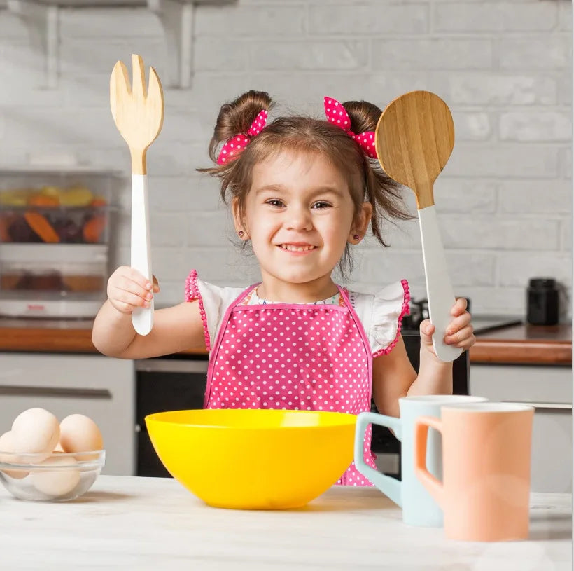 Apron for Little Girls Kids Cooking Baking Set Chef Hat Mitt & Utensil for Toddler Play House Toys Chef Costume Role Play