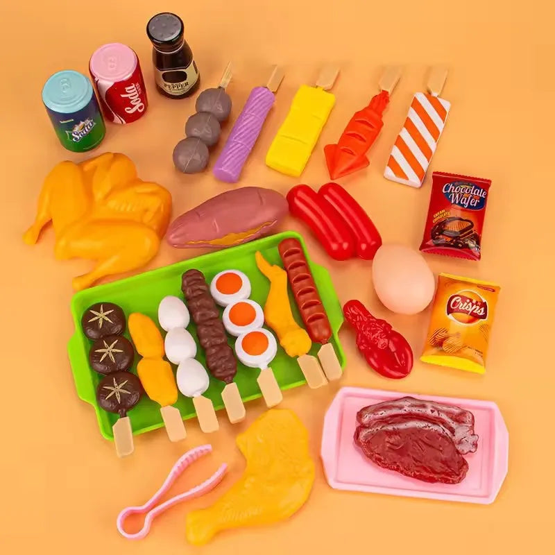Baby Montessori Dress Up Kitchen Toys BBQ Set Kids Simulated Cookware Cooking Simulated Food Cosplay Educational Gift Puzzle Toy