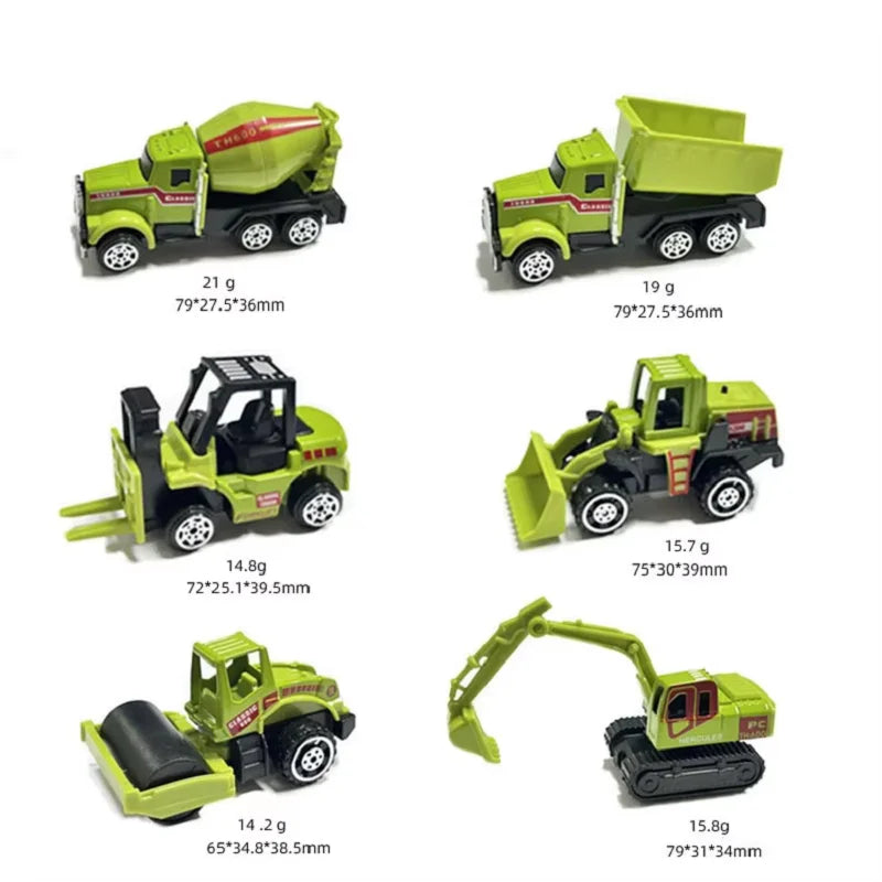 New Remote Control Engineering Vehicle Crawler 6Pcs/Set Alloy Tractor Excavator Truck 1:64 Mini Car For Boys Kids Toy Gifts