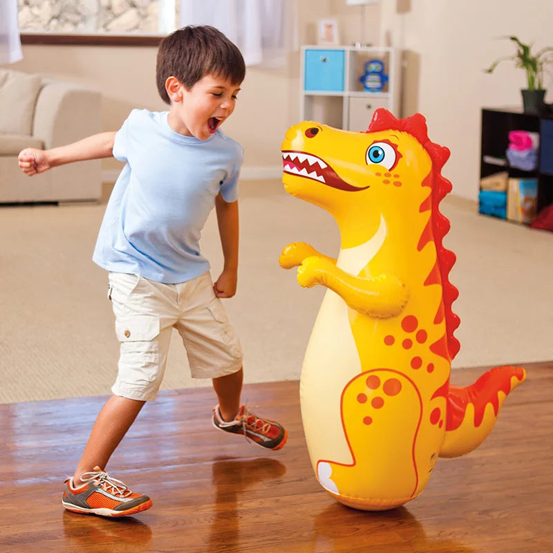 Kids Tumbler Inflatable Standing Punching Boxing Bag Air Stuffed Dinosaur Children Beach Activity Supply Family Party Toy