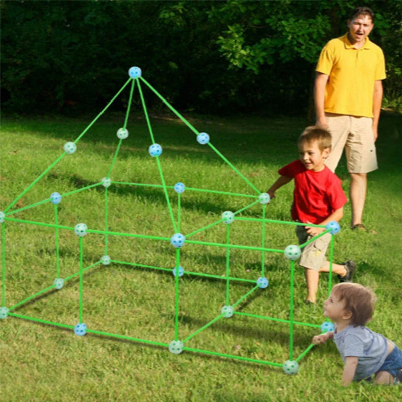 Children DIY Creative Versatile Education Building Blocks Toy Beaded Tent Funny Paly House Architectural Game Ball Model Set Toy