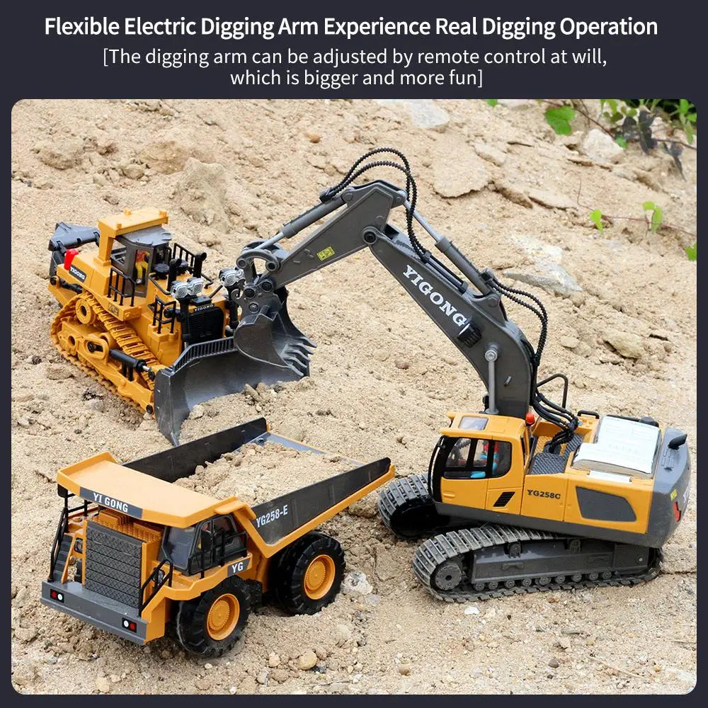 Remote Control Excavator Bulldozer Dump Truck Rc Car Toys Electric Engineering 2.4g High-Tech Vehicle Model Toys For Kids Gifts