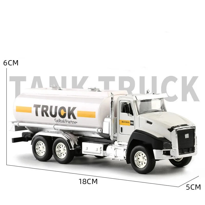 Kids 1:50 Alloy Truck Model Engineering Vehicle Excavator Bulldozer Head Dumper Truck Crane Tanker Toys Boys Radio Control Gift