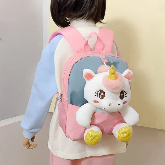 Kids Toddler 3D Cute Backpack Stuffed Unicorn Toys Girls Schoolbag Backpacks Kindergarten Preschool Plush animal Baby Bag