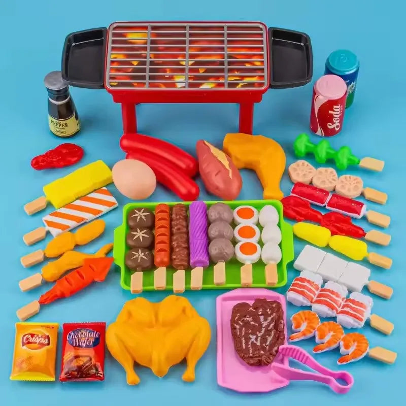 Baby Montessori Dress Up Kitchen Toys BBQ Set Kids Simulated Cookware Cooking Simulated Food Cosplay Educational Gift Puzzle Toy