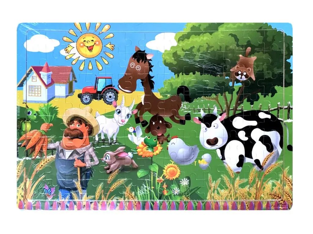 100pcs Cartoon Animal Wooden Puzzles Farm Dinosaur Jıgsaw Puzzle Baby Early Education Montessori Toys for Kids Gifts