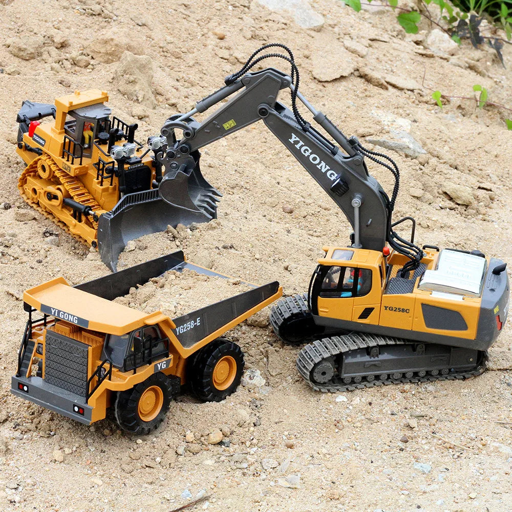 Remote Control Excavator Bulldozer Dump Truck Rc Car Toys Electric Engineering 2.4g High-Tech Vehicle Model Toys For Kids Gifts
