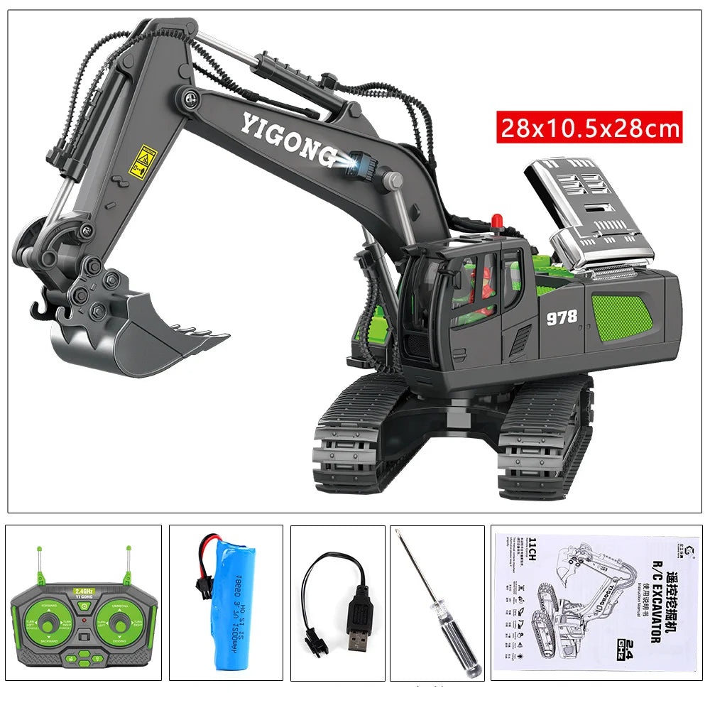 Remote Control Excavator Bulldozer Dump Truck Rc Car Toys Electric Engineering 2.4g High-Tech Vehicle Model Toys For Kids Gifts